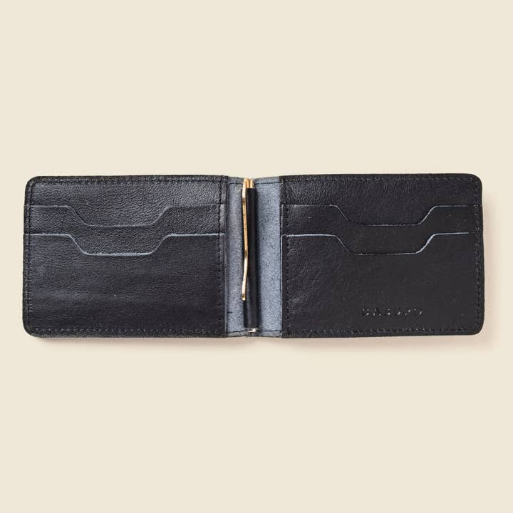 Men's Leather Bifold Money Clip Wallet - Black for wholesale by CASUPO