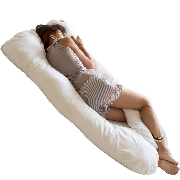 MINICAMP U-Shaped Body Pillow with Organic Cover in White | Kapok or PES Filling for wholesale by MINICAMP
