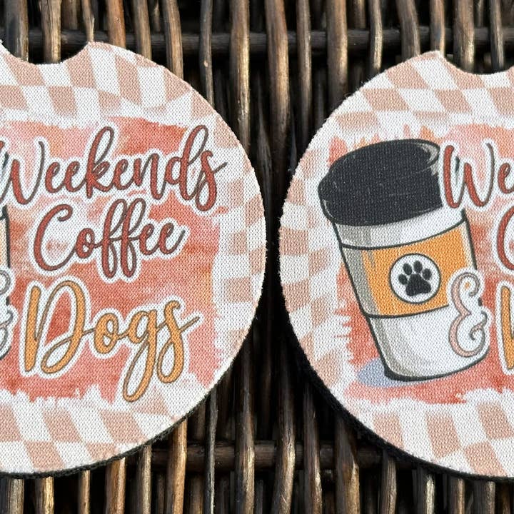Sous-verres pour chiens et cafés pour le week-end pour la vente par Evie Rose