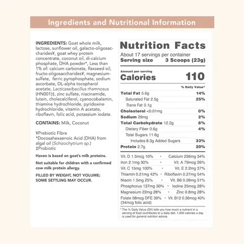 Haven Baby - Vente Aliments pour bébé - Haven Goat lait de croissance pour tout-petits | lait néo-zélandais sans OGM5