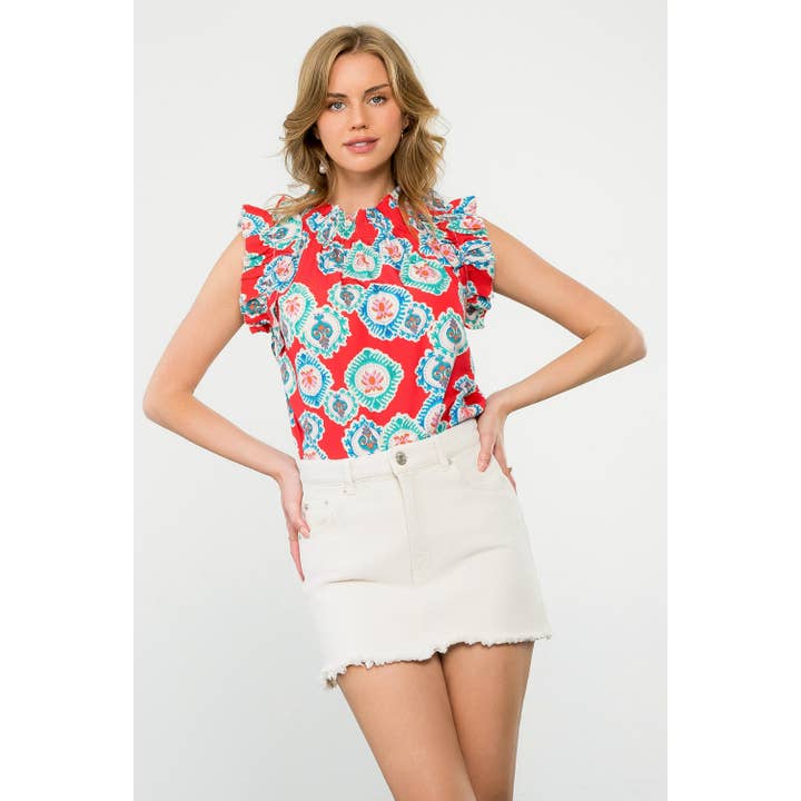 VERMELHO Manga Print Top para venda a revendedores na Faire3