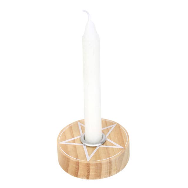 Something Different Wholesale – wholesale Candle holder – Natural Wooden Pentagram Spell Candle Holder1