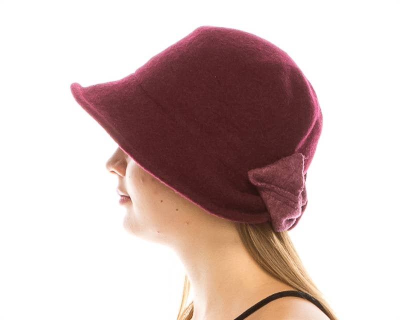 DNMC - Wholesale Cloche Hat - Women's - Shapeable Wool Cloche W/ Bow - 3 Colors1
