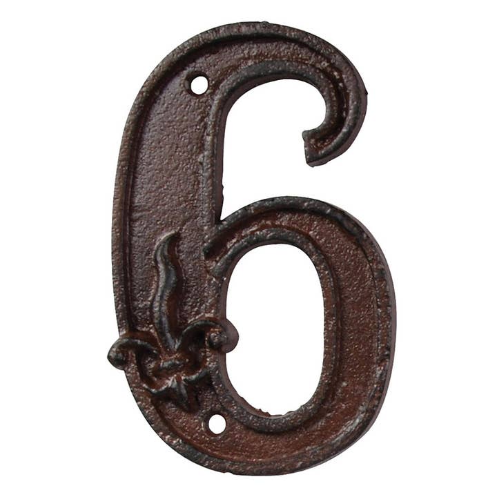 Esschert Design USA - Wholesale Outdoor Ornament/Decor - House Numbers 6, Cast Iron, Antique Brown