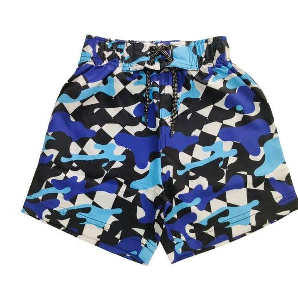 Short de bain pour enfants - Camouflage Ă carreaux pour la vente par đ€Baby Steps and Mish Kids