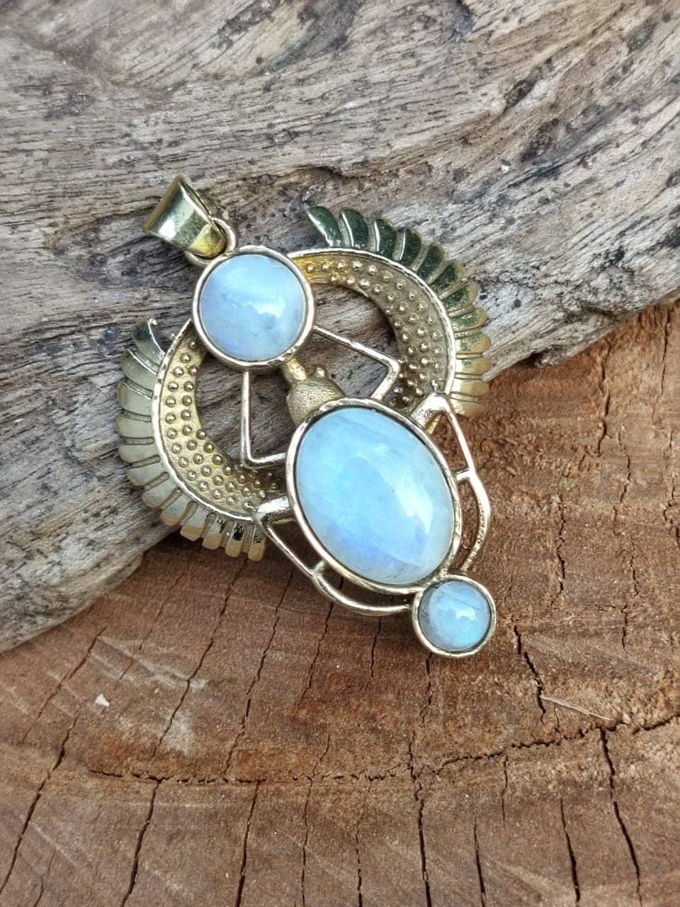 SILVER CAVE - Wholesale Individual Charm/Pendant - Beautiful Rainbow Moonstone Spider Design For Brass Pendant4