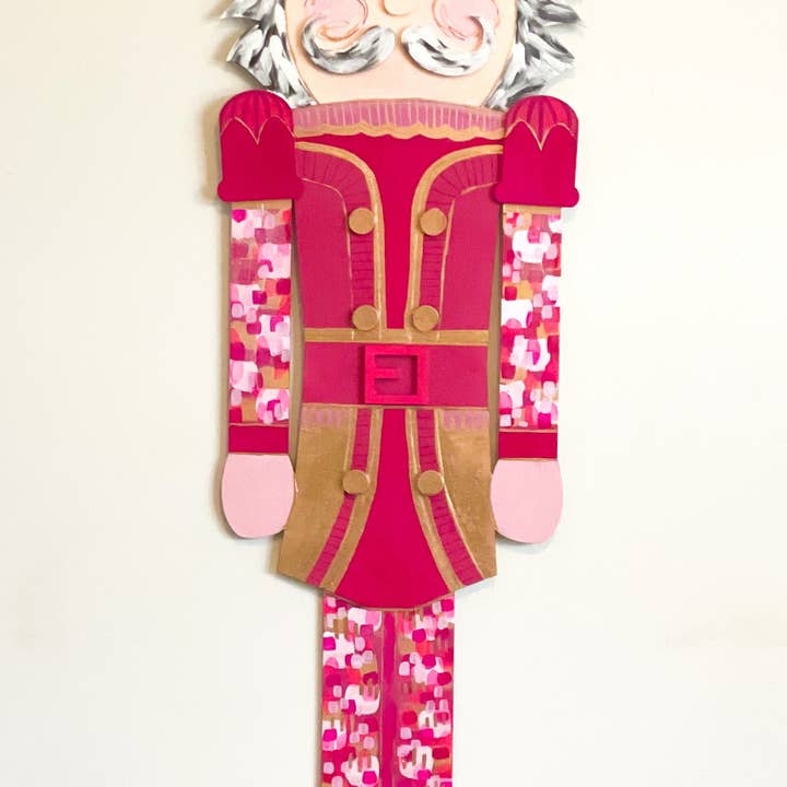 Pink and Gold Nutcracker Door Hanger|Jessica Reynolds Art for wholesale by Jessica Reynolds Art
