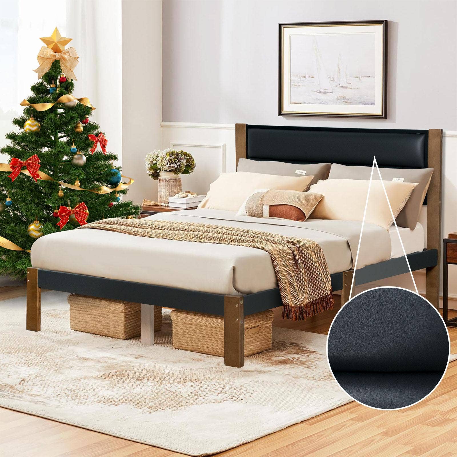 OUVR - Wholesale Bedroom Furniture - Queen Bed Frame, Platform Bed Frame with Headboard, Bed Fram7