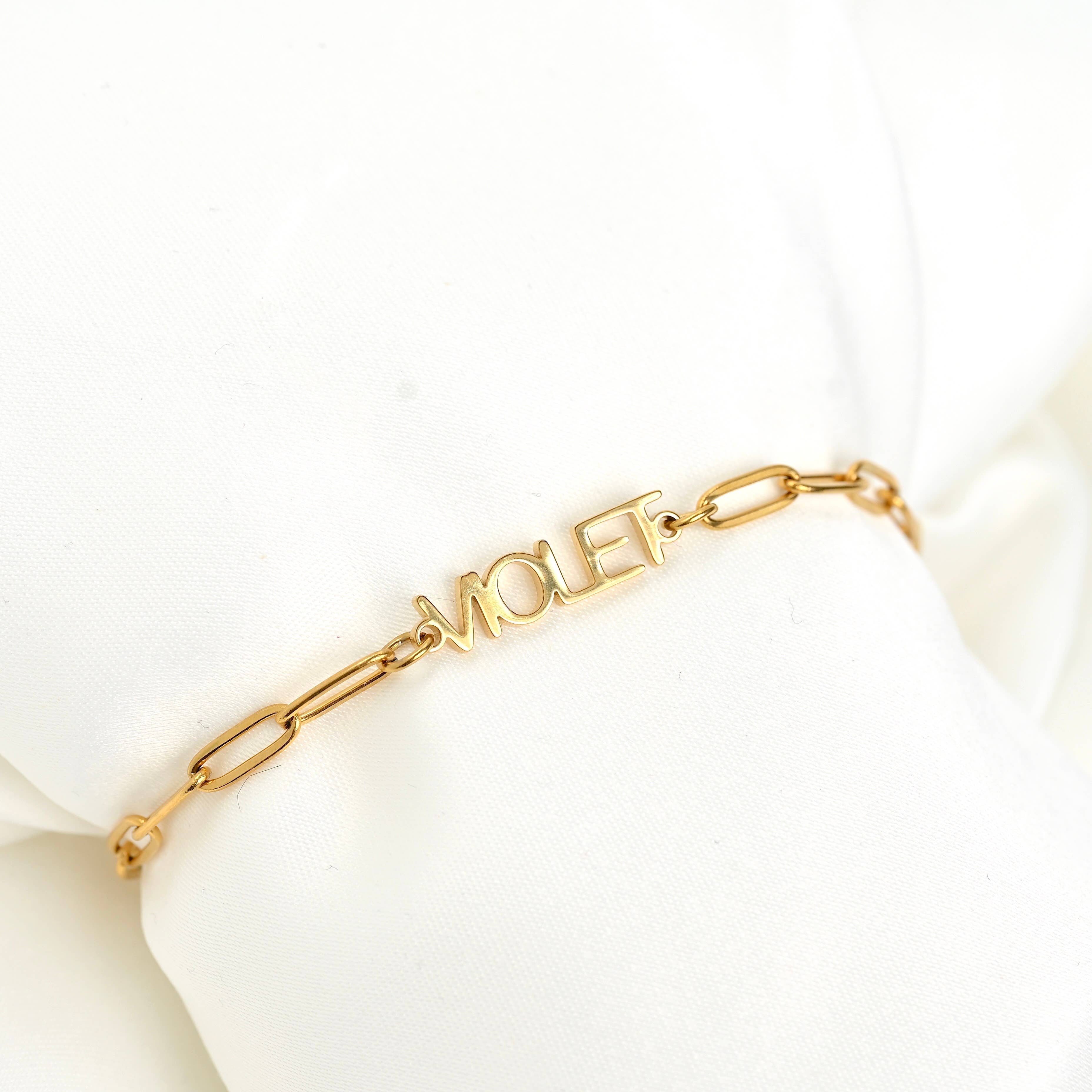 Blueyejewelry - Wholesale Charm/Dangle Bracelet - Custom Name Bracelet - 18k Gold Personalized Name Bracelet 3