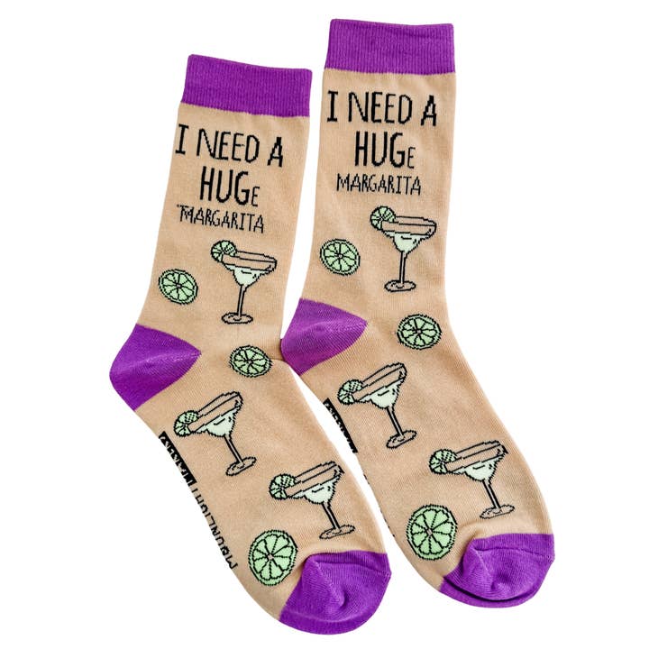 I Need a HUGe Margarita - Funny Unisex Socks - Tequila, Gift for wholesale by Moonlight Makers