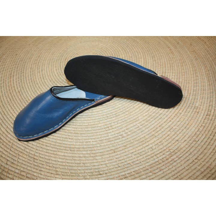 Boutique Huléti - Wholesale Slippers - Unisex - SOLE slippers made of recycled TIRES! Blue Jeans Leather - Ultra Solid - Men & Women - From 35 to 452