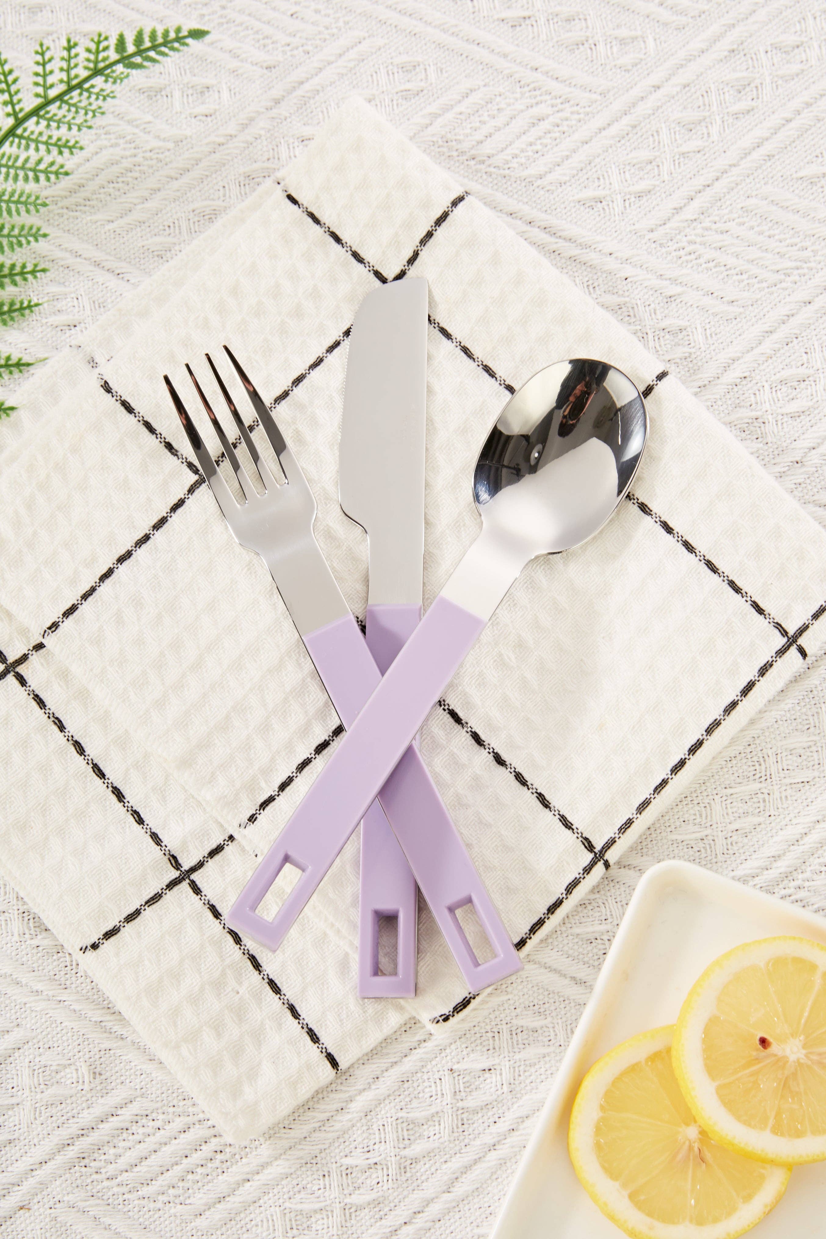 ANNOVA - Wholesale Flatware Set - ANNOVA Block Handle Silverware Set 20 Pieces Color Modern Style Flatware34