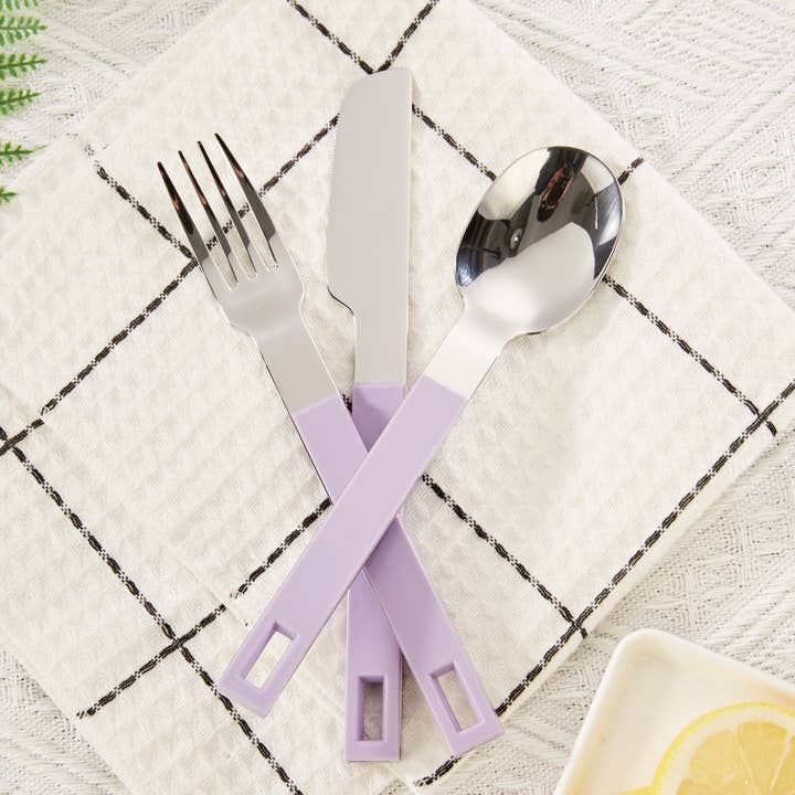 ANNOVA - Wholesale Flatware Set - ANNOVA Block Handle Silverware Set 20 Pieces Color Modern Style Flatware34