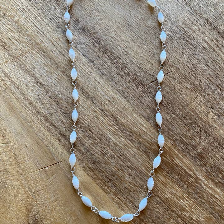 Carved Mother of Pearl Necklace for wholesale by Kate Simpson Designs