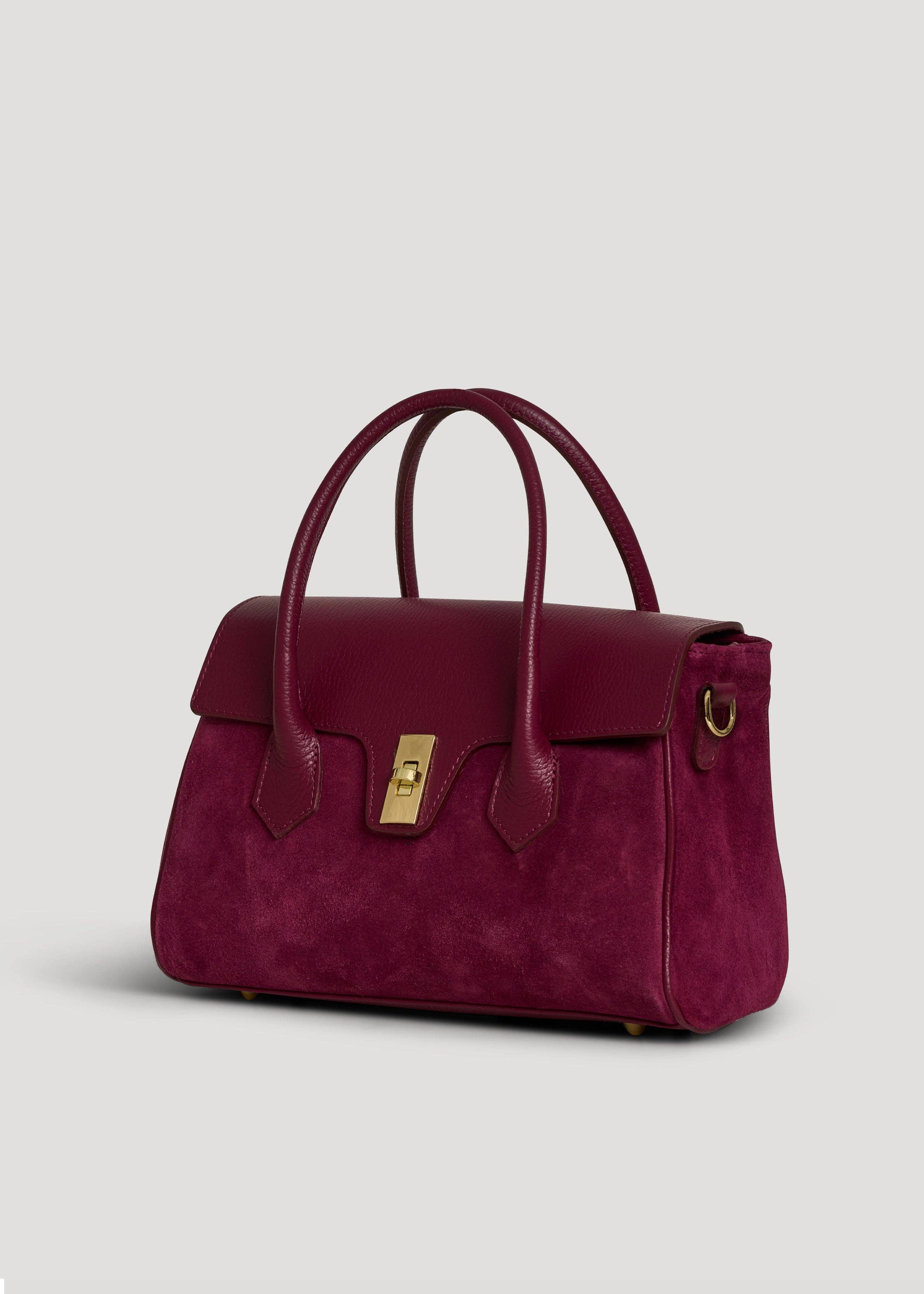 Voemièn - Venta al por mayor Bolso con asas - Mujer - Bolso Cécile en ante burdeos y cuero dólar1