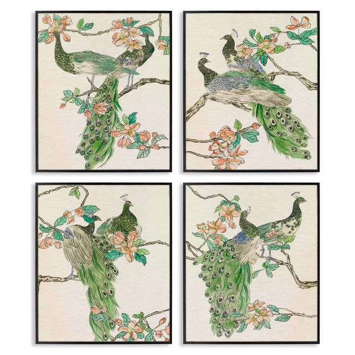 Traditional Peacocks on Branches Framed Art for wholesale by Stupell Industries