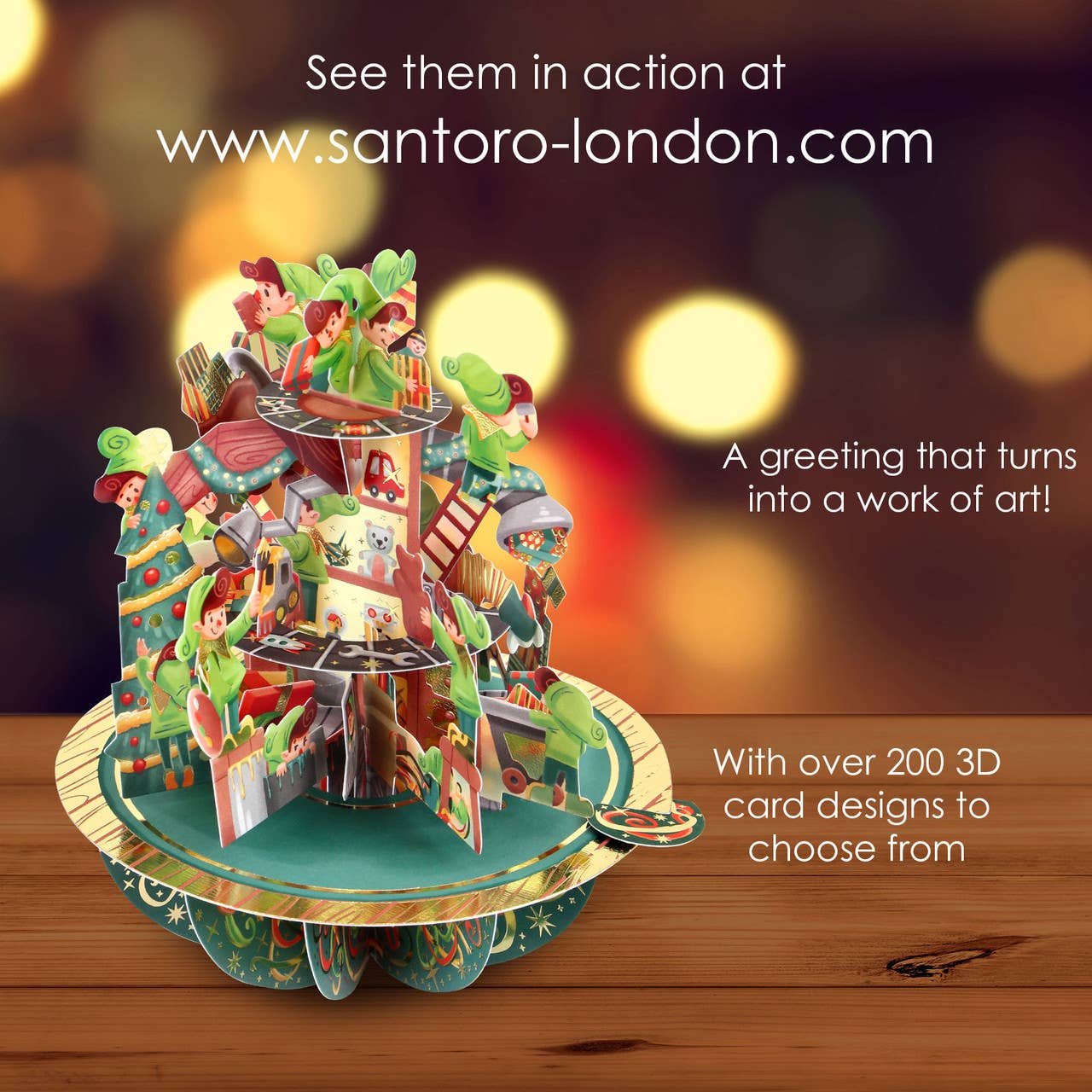 Santoro London - Wholesale Christmas Card - XPS095 - Pirouettes Card - Santa's Workshop5