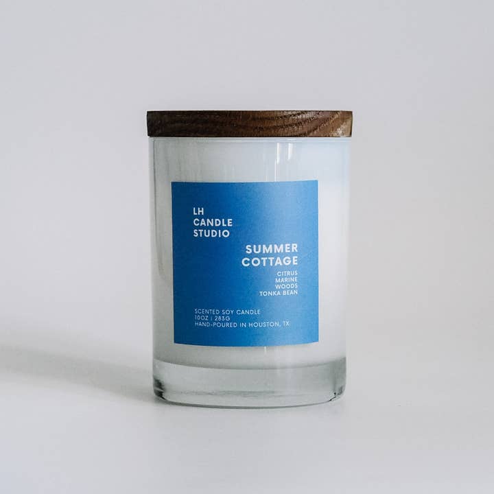 Summer Cottage 10oz Scented Soy Candle for wholesale by LH CANDLE STUDIO