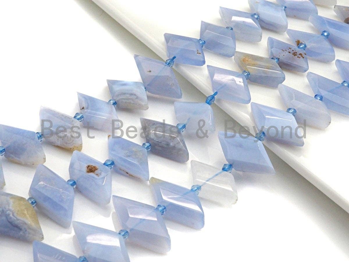 BestBeads&Beyond - Wholesale Beads - High Quality Natural Blue Chalcedony Horse Eye Shape Beads, Natural Chalcedony beads, 16x30mm, sku#U6690