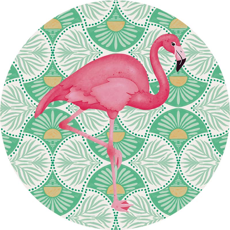 Gift & Garden by Carson - Wholesale Coasters - "Flamingo" Round Car Coaster - Bulk0