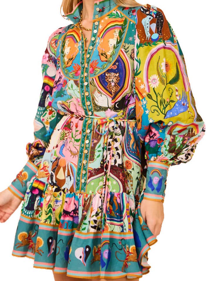 MULTI Colorblock Graphic Print Mini Dress for wholesale on Faire3