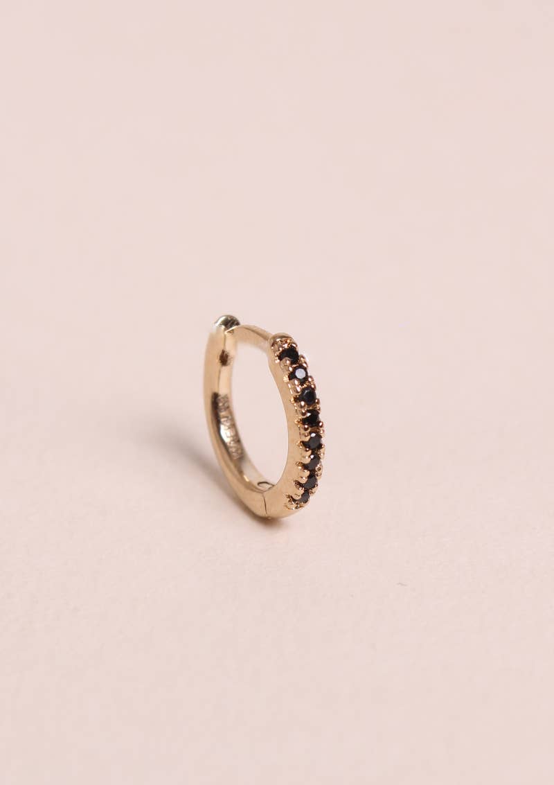 Waekura - Wholesale Huggie Earrings - Shiny Mini Creole - Black