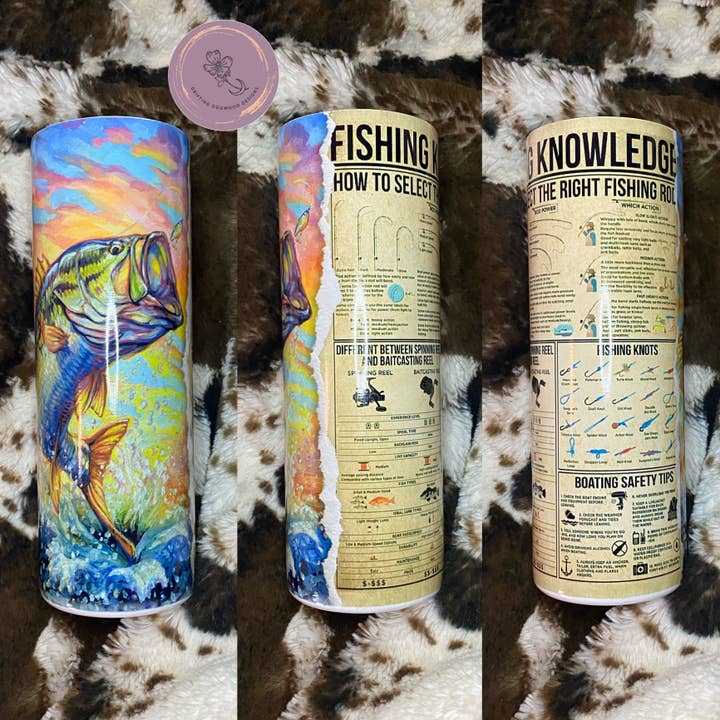 Fishing Knowledge Tumbler for wholesale by Drifting Dogwood Designs