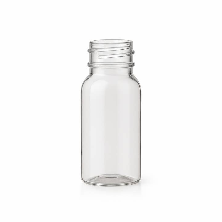 AfroCosmetics & Culture - Wholesale Travel container - 1 oz (30 ml) Clear PET Cosmo Round Bottle with Black Ribbed 1