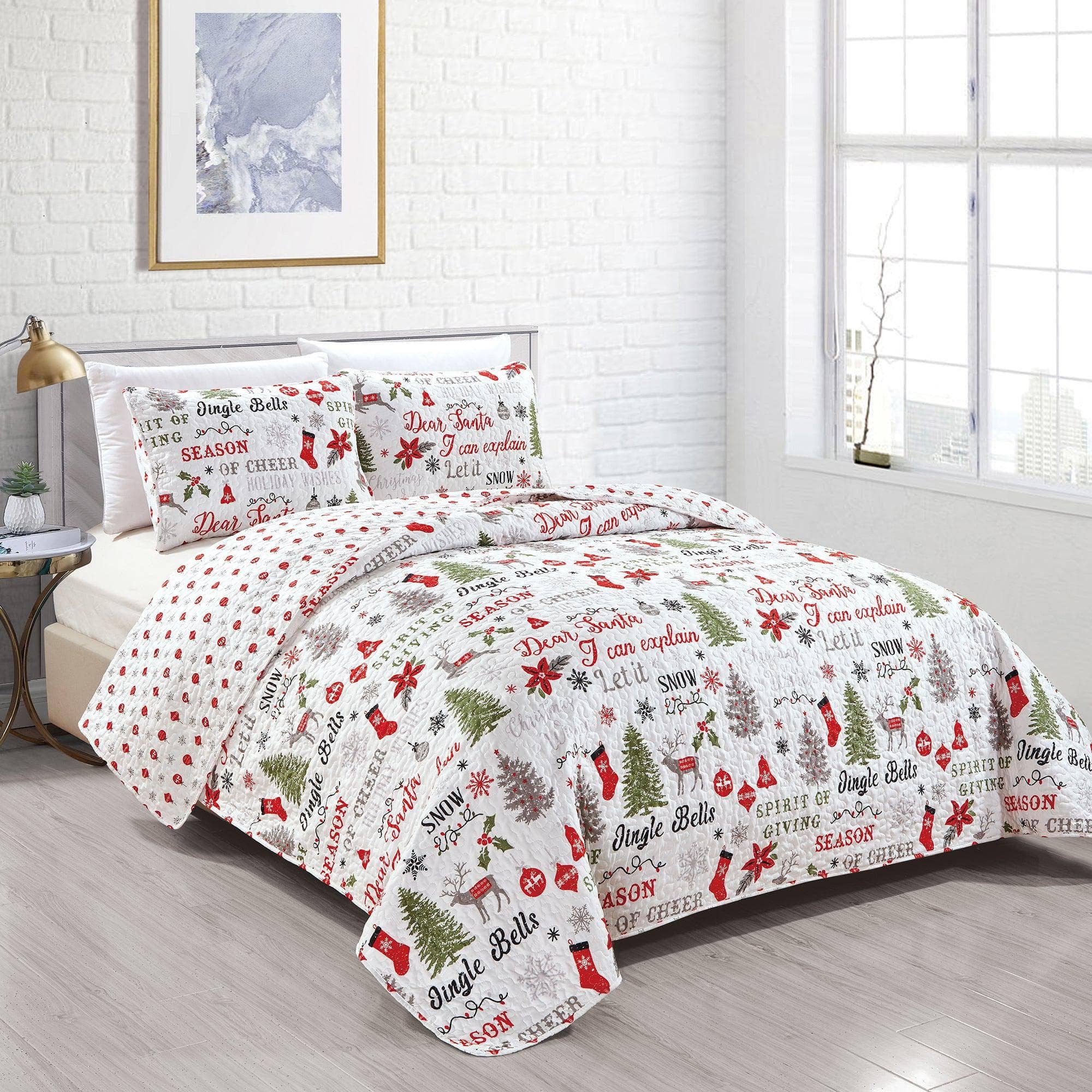 Holiday 3 Piece Quilt Set - Carol Collection for wholesale on Faire1