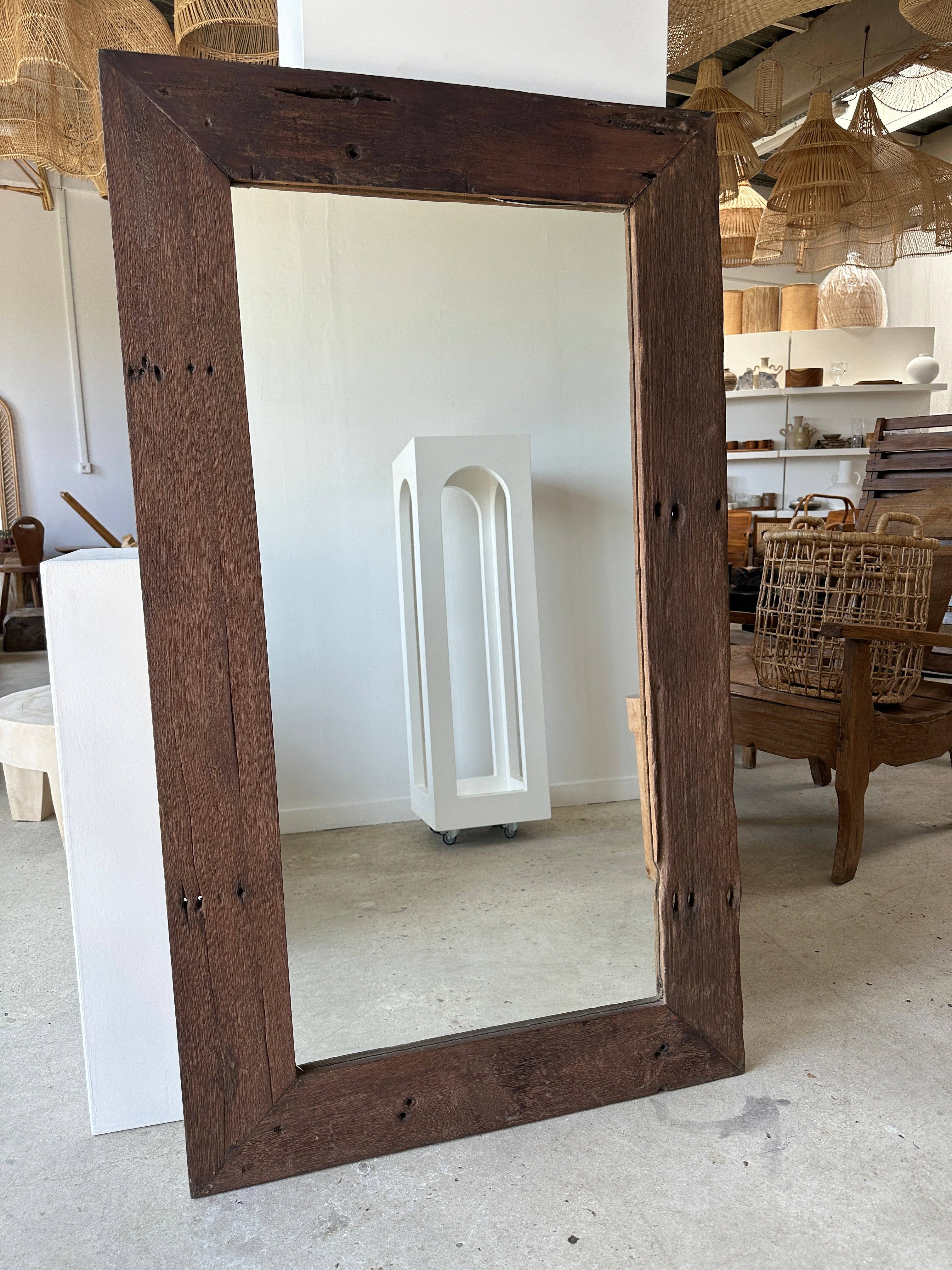 Office Objets - Wholesale Wall Mirror - Mirror with exotic brutalist old iron wood frame H:139cm78
