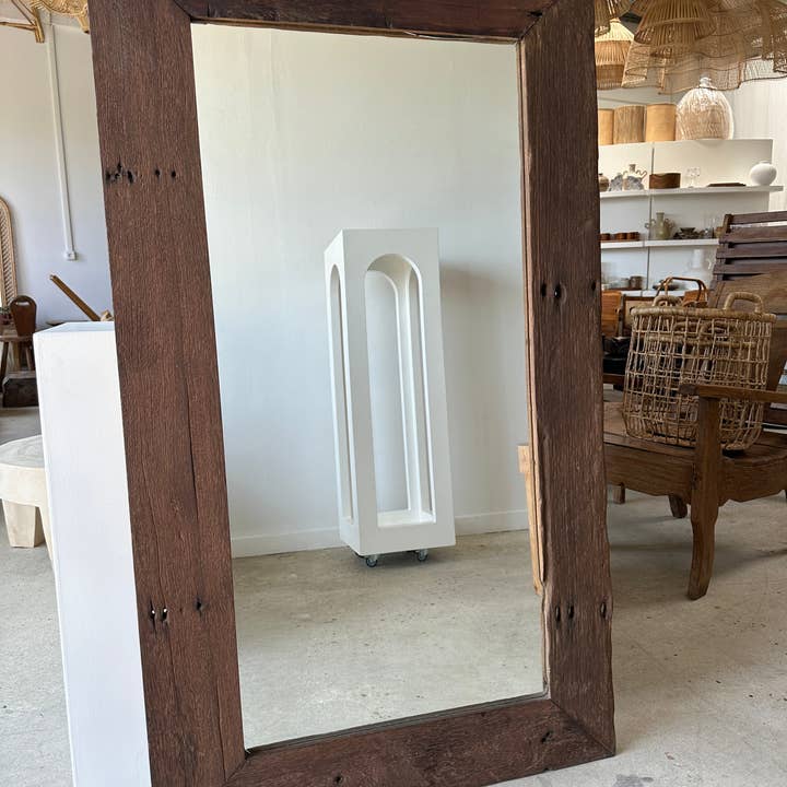 Office Objets - Wholesale Wall Mirror - Mirror with exotic brutalist old iron wood frame H:139cm78