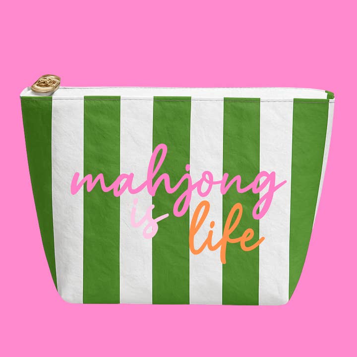 Mahjong Bag | Mahjong is Life Preppy Stripe Mahjong gift bag for wholesale by Aspen Lane