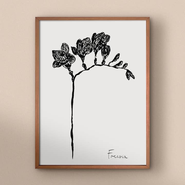 Stampa d'Arte con Fiori di Fresia per la vendita all'ingrosso da parte di Wild Spot Studio Paper Goods, Cards and Prints