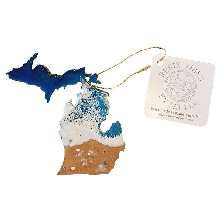 Michigan Beach Ornament for wholesale by Resin Vibes by MB