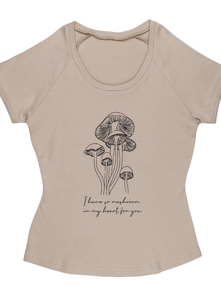 L'ovedbaby - Wholesale Screen printed t-shirt – Women′s - Oatmeal Mushrooms | Women's Organic Raglan T-Shirt