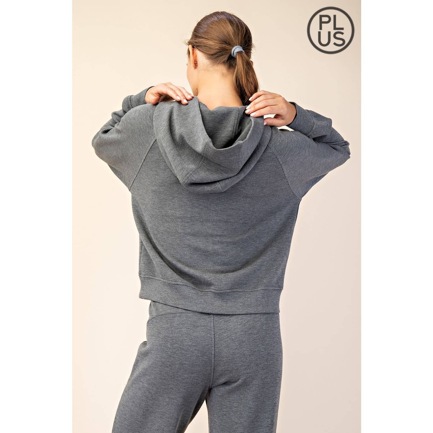 Rae Mode - Vente Veste de sport – femme - VESTE À CAPUCHE QUART DE ZIP EN SCUBA MODAL GRANDE TAILLE47