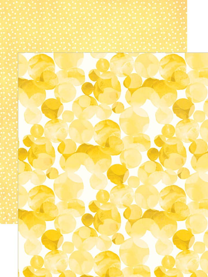 Yellow Watercolor Polka Dots 12 x 12 Scrapbook Paper for wholesale by Paper House Productions