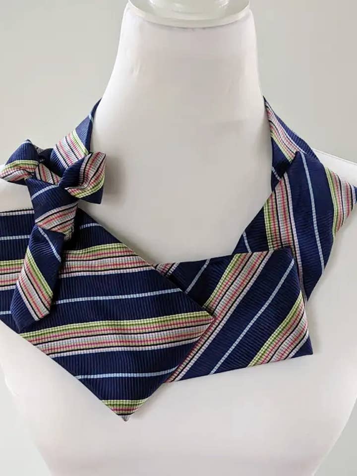 Navy And Pink Striped Necktie Necklace for wholesale by Ogsplosh