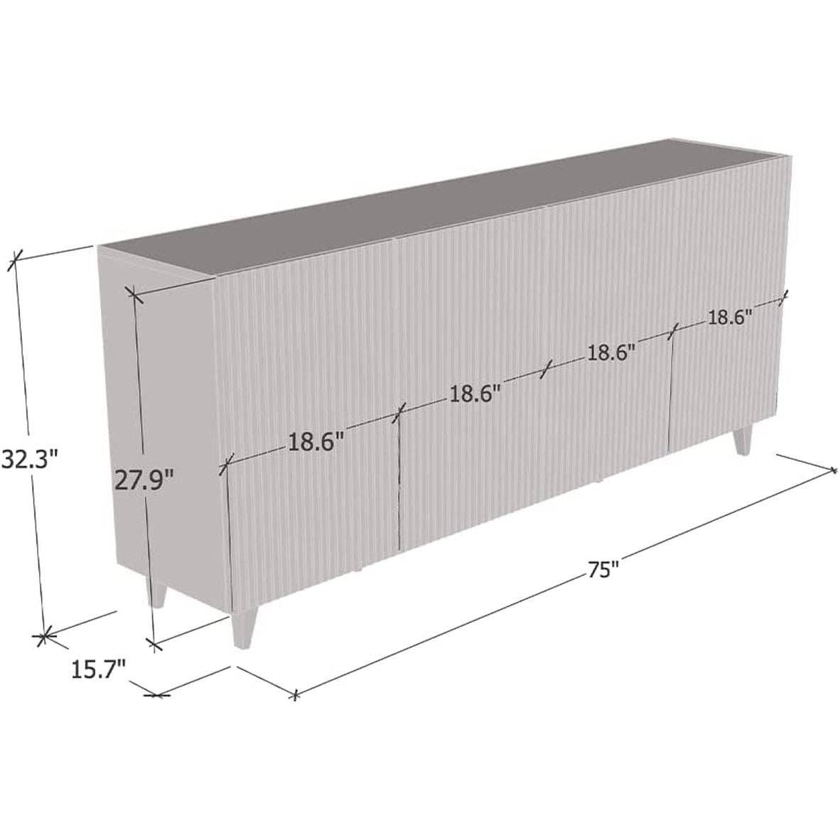 Black Pafos 75 Inch Sideboard Oak Matte Fronts For Dining Room for wholesale on Faire2