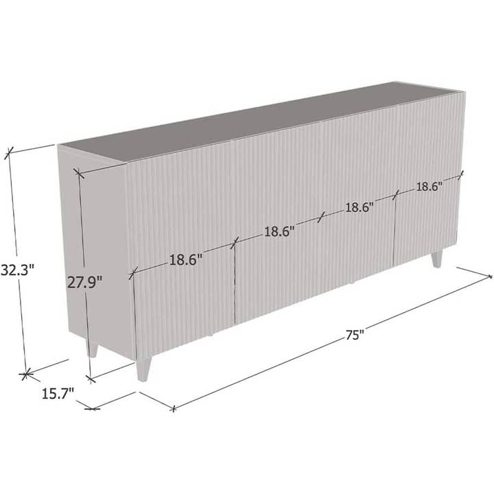 Black Pafos 75 Inch Sideboard Oak Matte Fronts For Dining Room for wholesale on Faire2