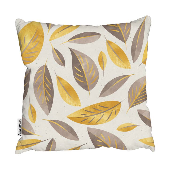 Cushions - Botanical gold and purple leaf (Cushion) for wholesale by Benjamin Tate Design