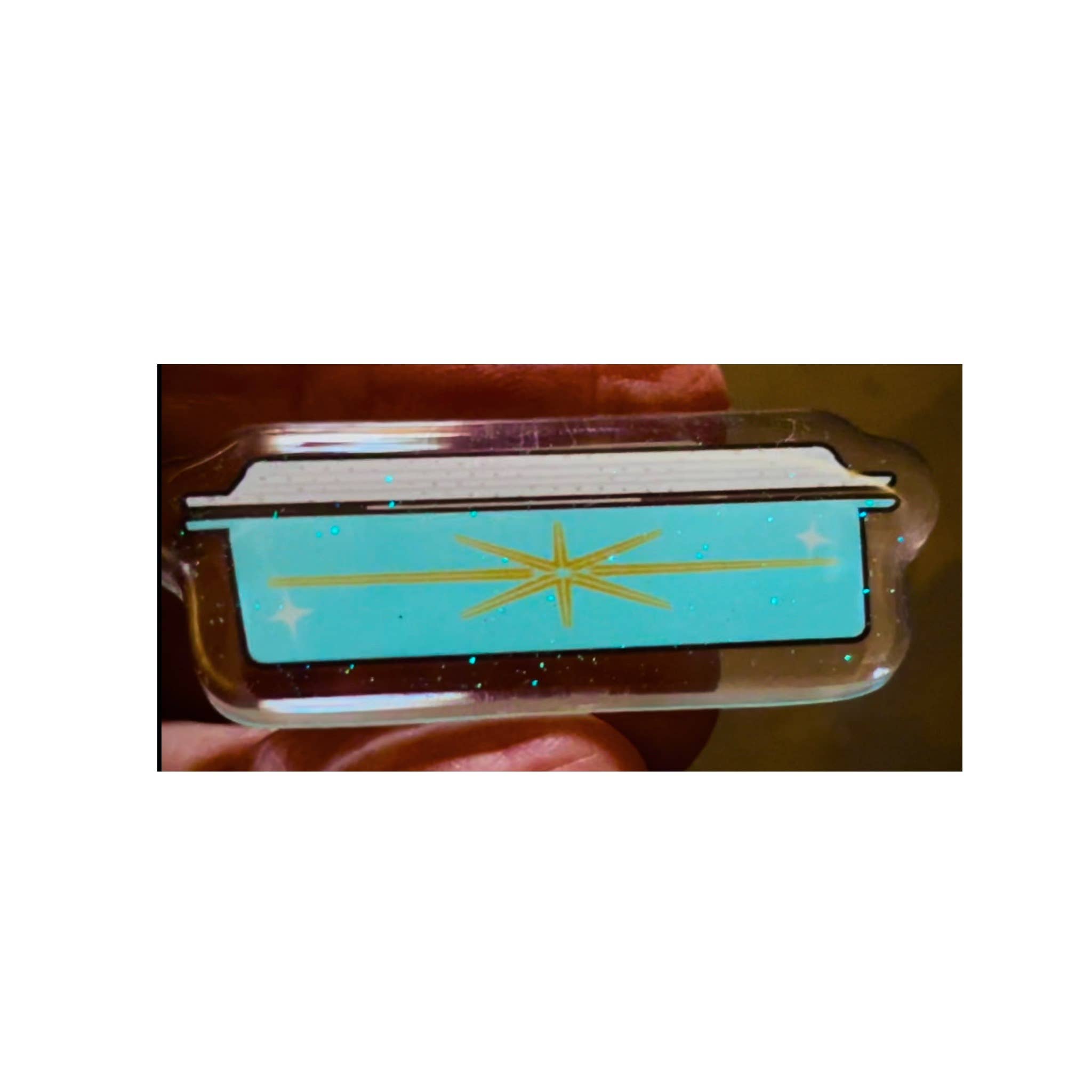 ModMoxGoods - Wholesale Brooch - PINS - vintage Pyrex theme acrylic with glitter Bar pin3