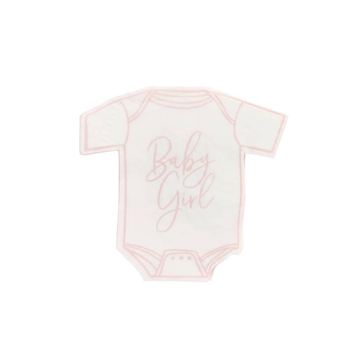 Hootyballoo by Club Green - Wholesale Disposable Napkin - Pink 'Baby Girl' Babygrow Paper Napkins 16 Pack