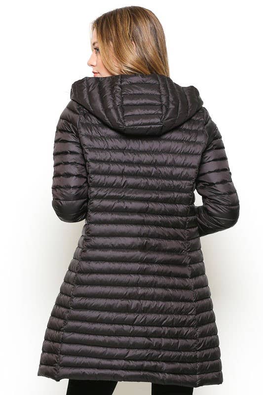 ESLEY - Wholesale Puffer Jacket - Women's - 73237J-R- Long Puffer Jacket With Hoodie5
