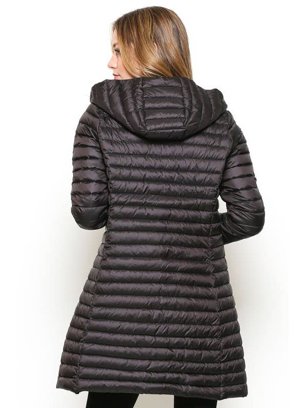 ESLEY - Wholesale Puffer Jacket - Women's - 73237J-R- Long Puffer Jacket With Hoodie5