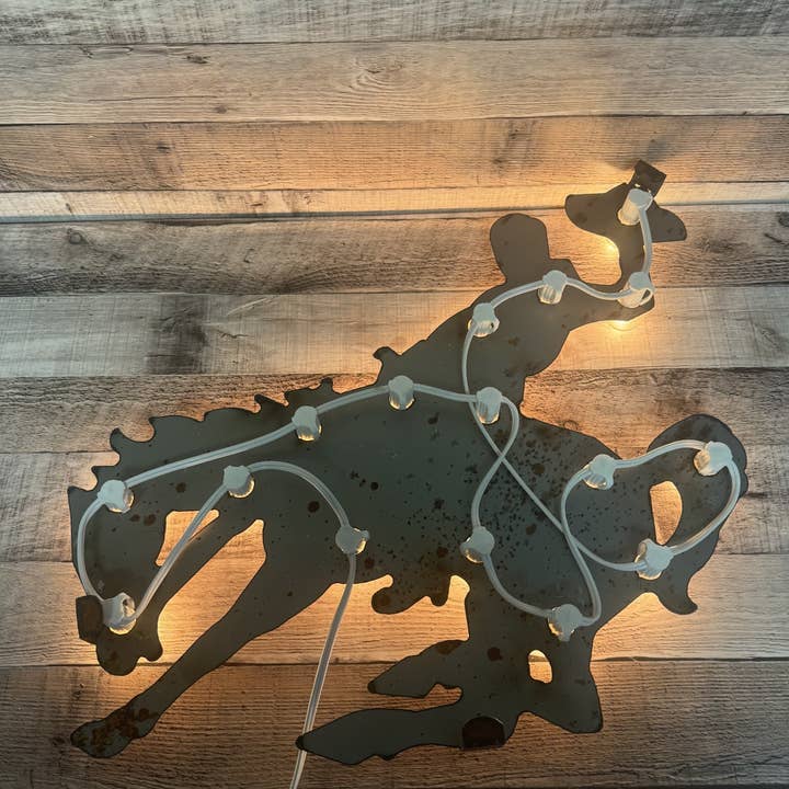 Universal Ironworks USA - Wholesale Sign - Wyoming Bronc Lighted Marquee Rodeo Western lighted Gift