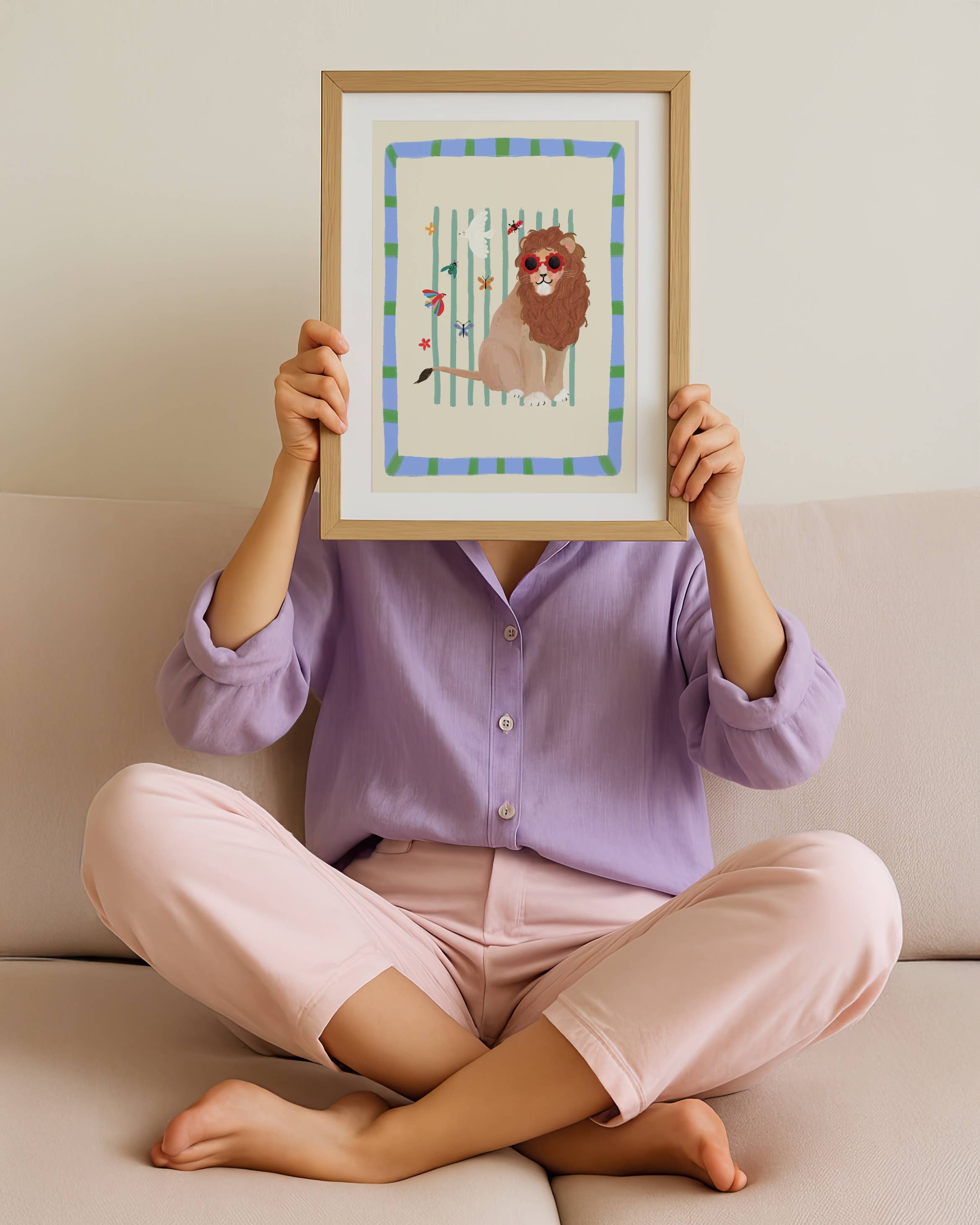 Kate Fox Design – wholesale Art print – Leo Lion , Kids Art Print, Colourful Art, Fun Art, Animal2