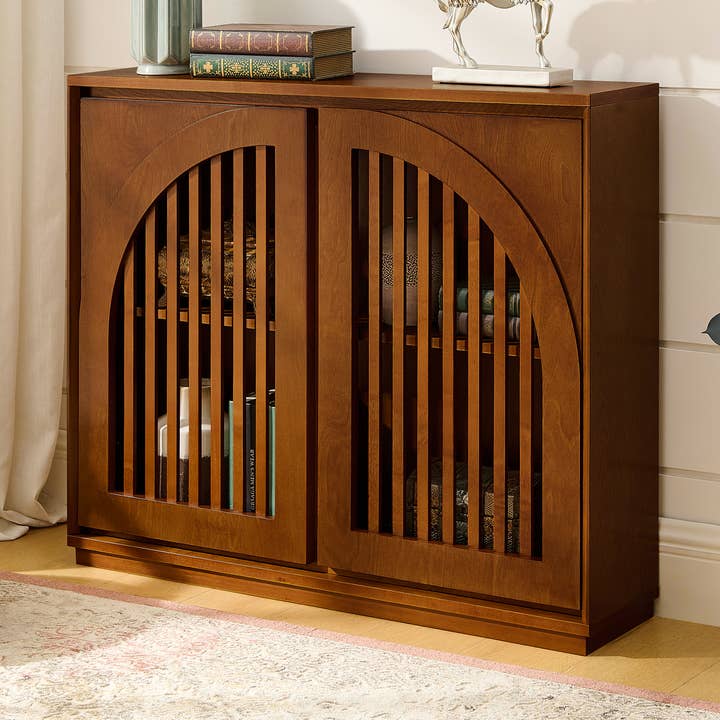 Mid Century Modern Fluted Sideboard Cabinet,Walnut for wholesale by Paris Loft Inc