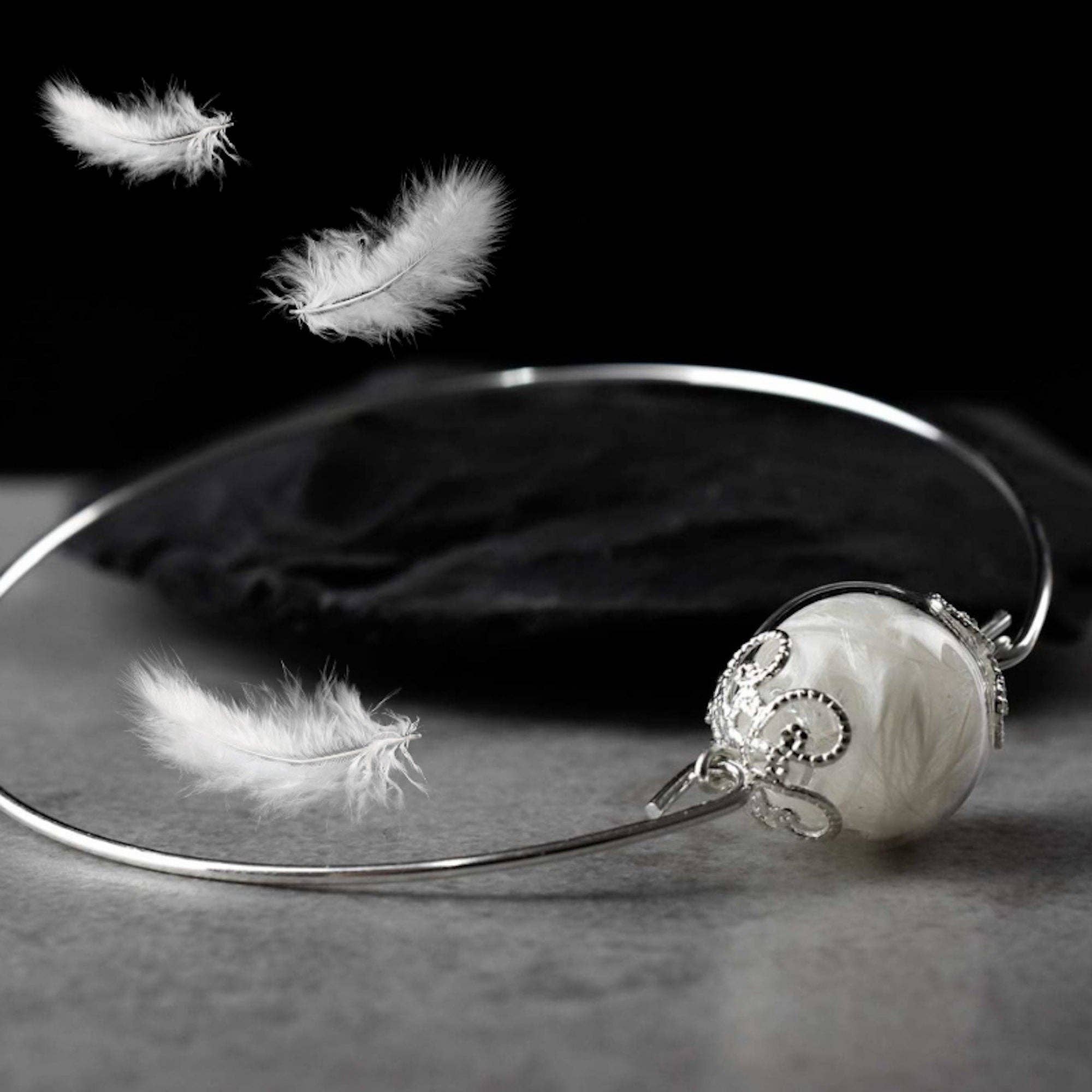 MadamLili - Wholesale Cuff Bracelet - Genuine Feather Bangle - Angel Feather Jewelry - RETARM-1111