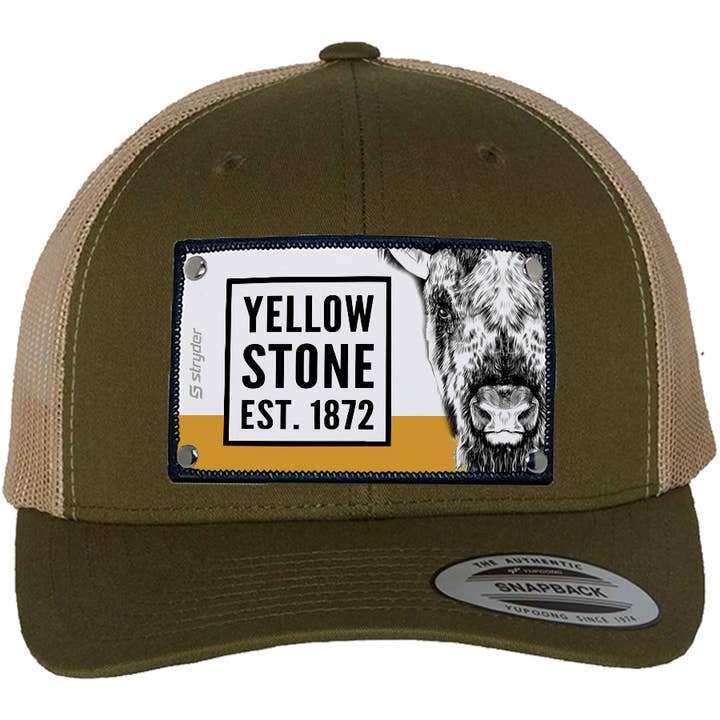 Yellowstone Bison Giallo su Muschio e Khaki Yupoong per la vendita all'ingrosso da parte di Stryder Gear